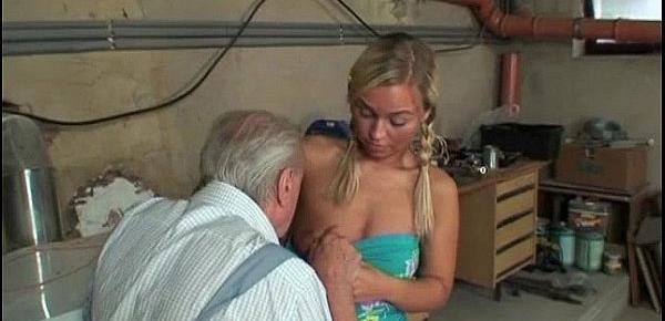  Granny masturbates while grandpa fucks a blonde teen